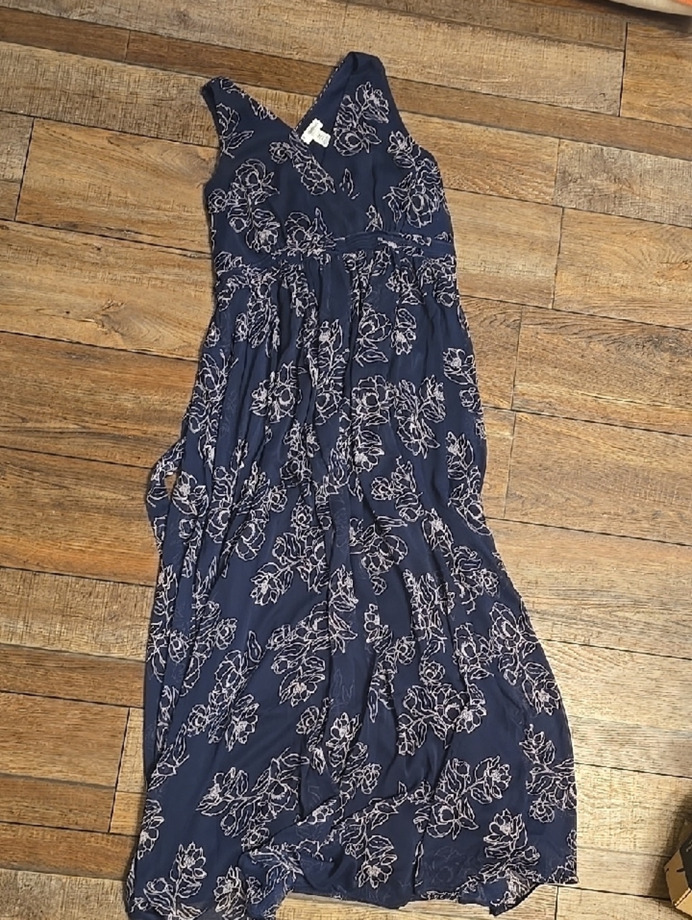 Motherhood Navy And Baby Pink Floral Wrap-Style Maxi Dress